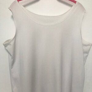 NEW Susan Graver Sleeveless Silky White Tank. Side Slits. Sz. 1X